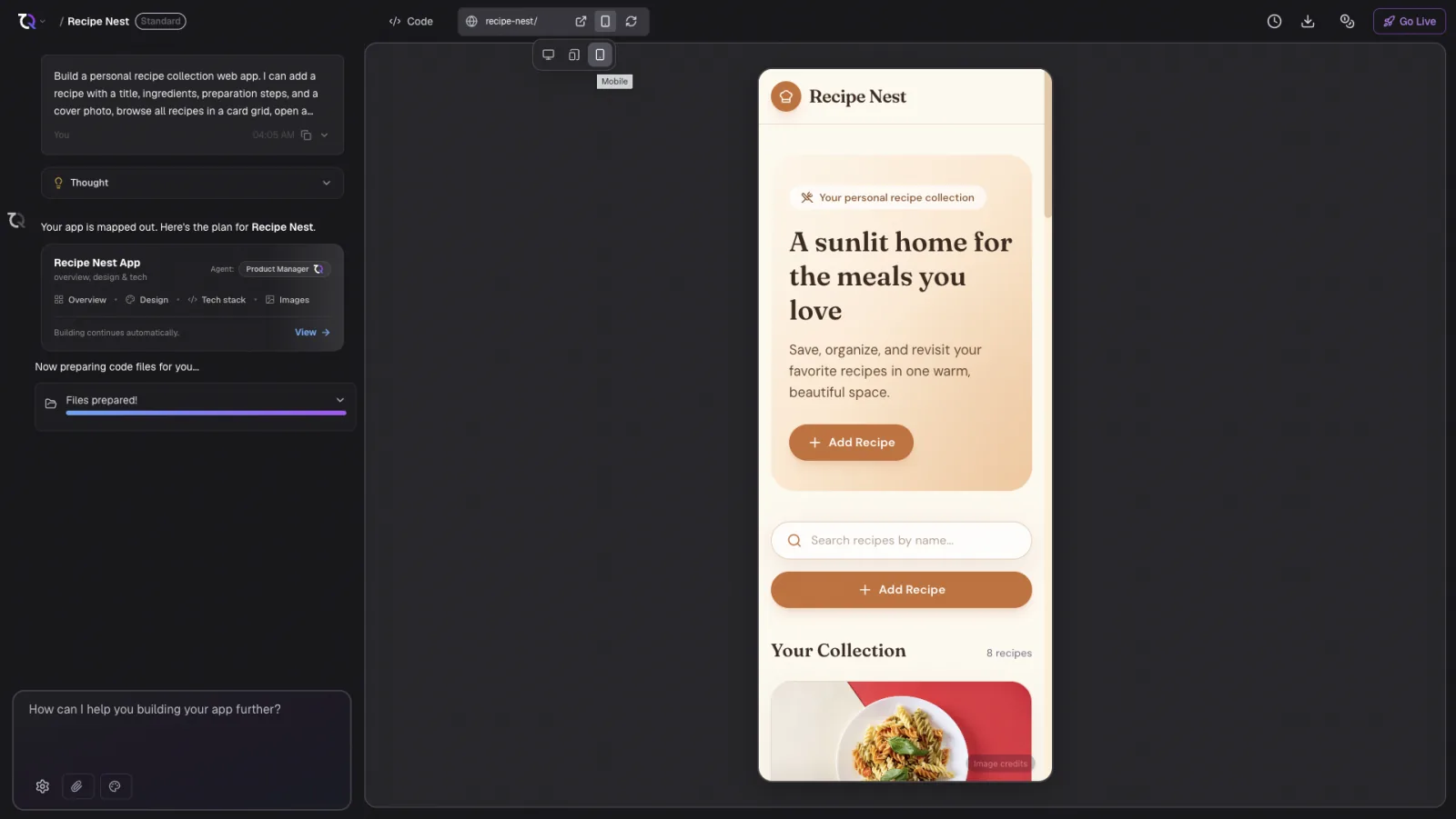 Device size controls and a mobile preview inside TatbiQ