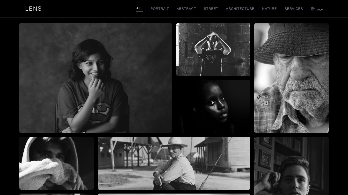 Lens, a bilingual photography portfolio built with TatbiQ